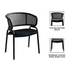 LeisureMod Ervilla - Lot de 4 chaises de salle à manger modernes - Fauteuils d'appoint confortables en tissu avec pieds en fer noir, pour cuisine, salle à manger, café, restaurant