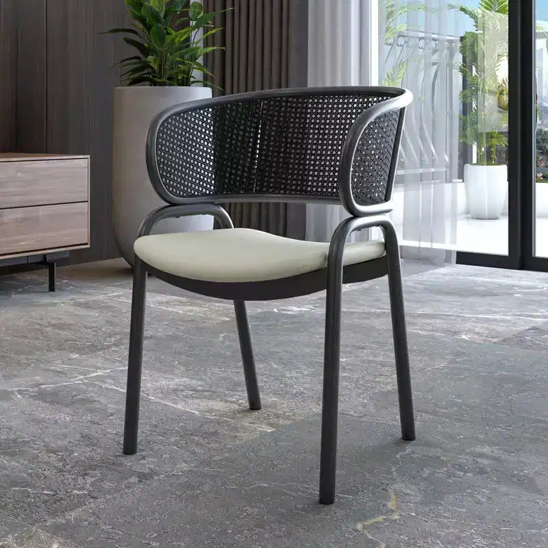 LeisureMod Ervilla - Lot de 4 chaises de salle à manger modernes - Fauteuils d'appoint confortables en tissu avec pieds en fer noir, pour cuisine, salle à manger, café, restaurant