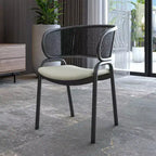 LeisureMod Ervilla - Lot de 4 chaises de salle à manger modernes - Fauteuils d'appoint confortables en tissu avec pieds en fer noir, pour cuisine, salle à manger, café, restaurant