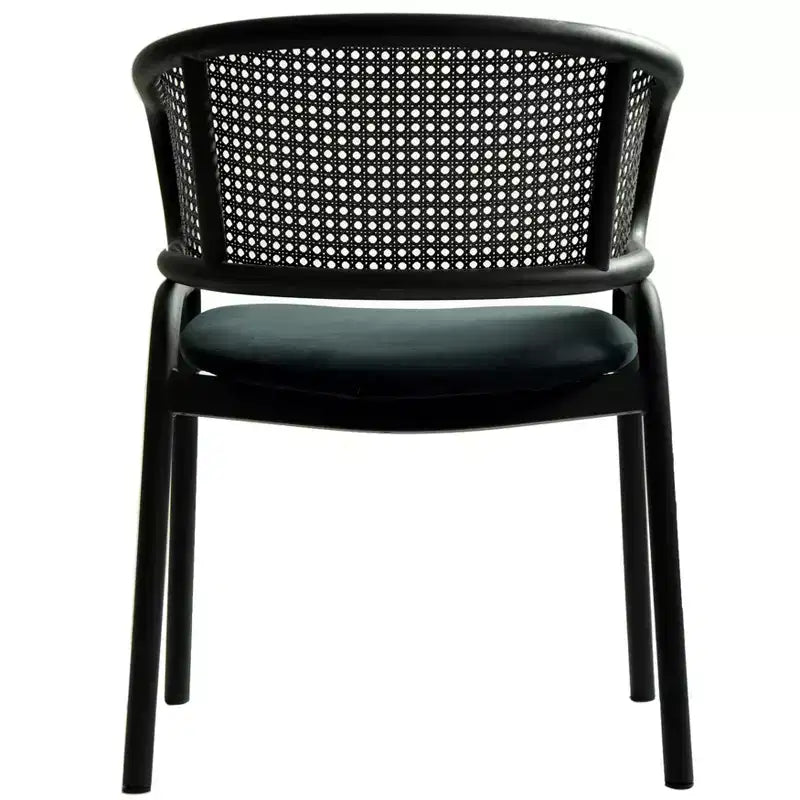 LeisureMod Ervilla - Lot de 4 chaises de salle à manger modernes - Fauteuils d'appoint confortables en tissu avec pieds en fer noir, pour cuisine, salle à manger, café, restaurant