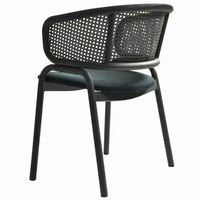 LeisureMod Ervilla - Lot de 4 chaises de salle à manger modernes - Fauteuils d'appoint confortables en tissu avec pieds en fer noir, pour cuisine, salle à manger, café, restaurant