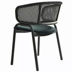 LeisureMod Ervilla - Lot de 4 chaises de salle à manger modernes - Fauteuils d'appoint confortables en tissu avec pieds en fer noir, pour cuisine, salle à manger, café, restaurant