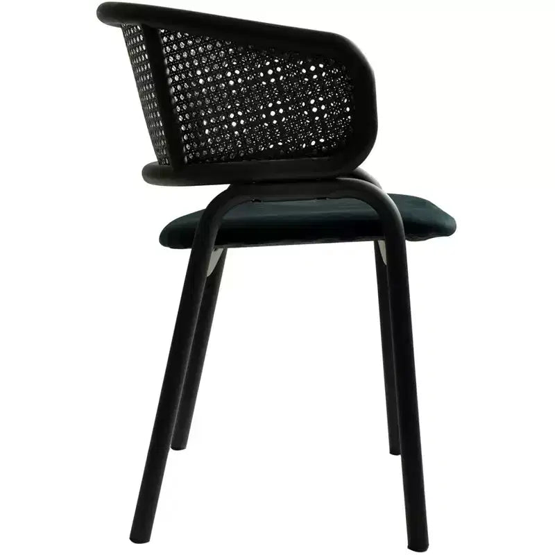 LeisureMod Ervilla - Lot de 4 chaises de salle à manger modernes - Fauteuils d'appoint confortables en tissu avec pieds en fer noir, pour cuisine, salle à manger, café, restaurant
