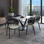 LeisureMod Ervilla - Lot de 4 chaises de salle à manger modernes - Fauteuils d'appoint confortables en tissu avec pieds en fer noir, pour cuisine, salle à manger, café, restaurant