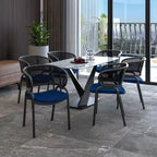 LeisureMod Ervilla - Lot de 4 chaises de salle à manger modernes - Fauteuils d'appoint confortables en tissu avec pieds en fer noir, pour cuisine, salle à manger, café, restaurant