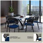 LeisureMod Ervilla - Lot de 4 chaises de salle à manger modernes - Fauteuils d'appoint confortables en tissu avec pieds en fer noir, pour cuisine, salle à manger, café, restaurant