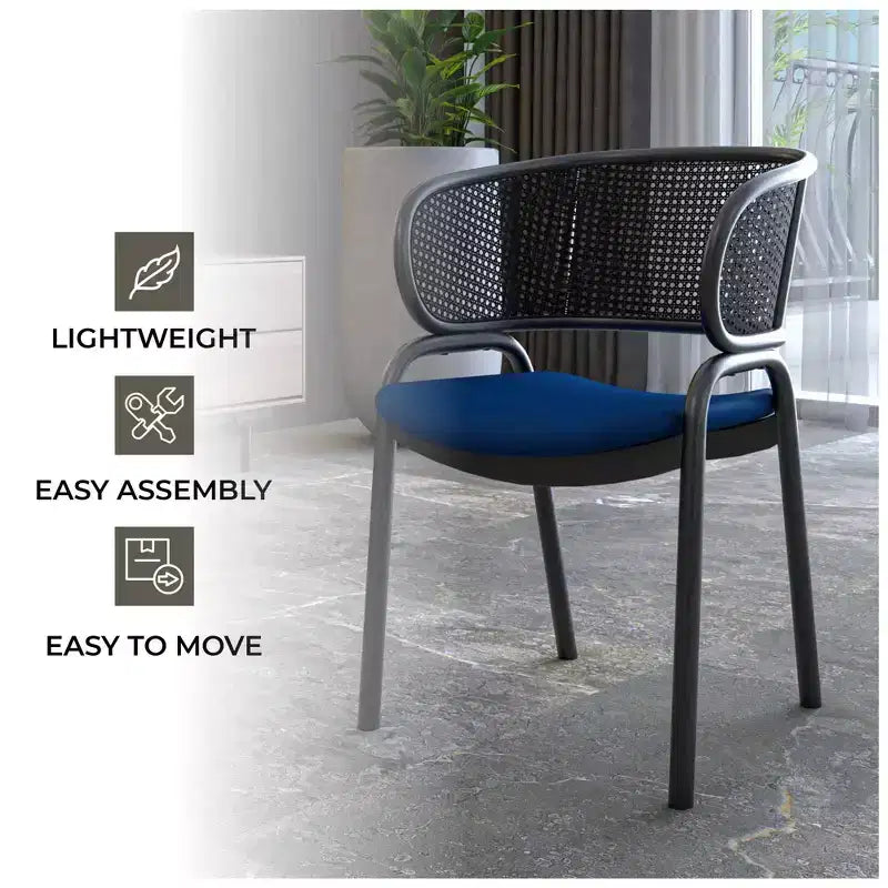 LeisureMod Ervilla - Lot de 4 chaises de salle à manger modernes - Fauteuils d'appoint confortables en tissu avec pieds en fer noir, pour cuisine, salle à manger, café, restaurant