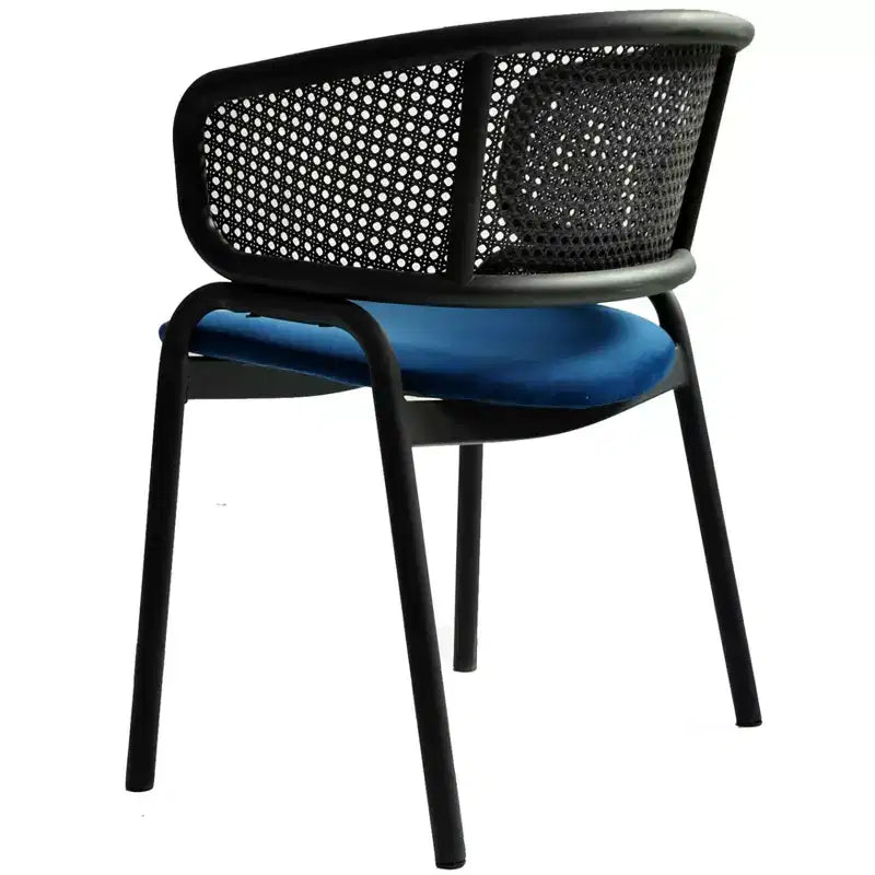 LeisureMod Ervilla - Lot de 4 chaises de salle à manger modernes - Fauteuils d'appoint confortables en tissu avec pieds en fer noir, pour cuisine, salle à manger, café, restaurant