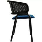 LeisureMod Ervilla - Lot de 4 chaises de salle à manger modernes - Fauteuils d'appoint confortables en tissu avec pieds en fer noir, pour cuisine, salle à manger, café, restaurant