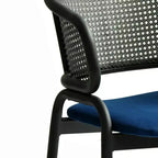 LeisureMod Ervilla - Lot de 4 chaises de salle à manger modernes - Fauteuils d'appoint confortables en tissu avec pieds en fer noir, pour cuisine, salle à manger, café, restaurant