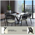 LeisureMod Ervilla - Lot de 4 chaises de salle à manger modernes - Fauteuils d'appoint confortables en tissu avec pieds en fer noir, pour cuisine, salle à manger, café, restaurant