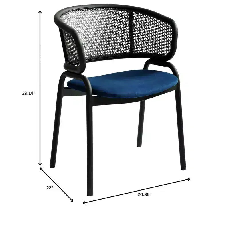 LeisureMod Ervilla - Lot de 4 chaises de salle à manger modernes - Fauteuils d'appoint confortables en tissu avec pieds en fer noir, pour cuisine, salle à manger, café, restaurant