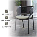 LeisureMod Ervilla - Lot de 4 chaises de salle à manger modernes - Fauteuils d'appoint confortables en tissu avec pieds en fer noir, pour cuisine, salle à manger, café, restaurant