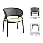 LeisureMod Ervilla - Lot de 4 chaises de salle à manger modernes - Fauteuils d'appoint confortables en tissu avec pieds en fer noir, pour cuisine, salle à manger, café, restaurant