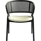 LeisureMod Ervilla - Lot de 4 chaises de salle à manger modernes - Fauteuils d'appoint confortables en tissu avec pieds en fer noir, pour cuisine, salle à manger, café, restaurant