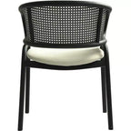 LeisureMod Ervilla - Lot de 4 chaises de salle à manger modernes - Fauteuils d'appoint confortables en tissu avec pieds en fer noir, pour cuisine, salle à manger, café, restaurant