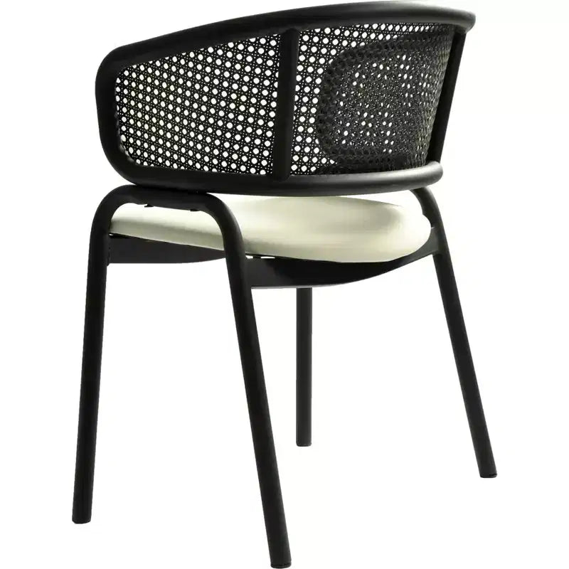 LeisureMod Ervilla - Lot de 4 chaises de salle à manger modernes - Fauteuils d'appoint confortables en tissu avec pieds en fer noir, pour cuisine, salle à manger, café, restaurant