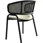 LeisureMod Ervilla - Lot de 4 chaises de salle à manger modernes - Fauteuils d'appoint confortables en tissu avec pieds en fer noir, pour cuisine, salle à manger, café, restaurant