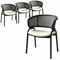 LeisureMod Ervilla Modern Dining Side Chairs Set of 4  Cozy Upholstered Accent Armchairs with Black Iron Legs, Kitchen, Dining Room, Cafe, Restaurant