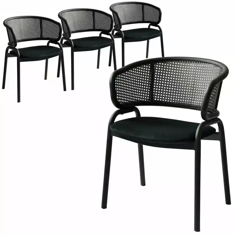 LeisureMod Ervilla - Lot de 4 chaises de salle à manger modernes - Fauteuils d'appoint confortables en tissu avec pieds en fer noir, pour cuisine, salle à manger, café, restaurant