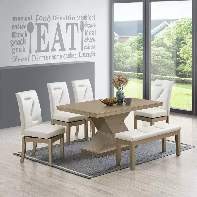 Kings Brand Furniture Hillsdale, chaises de salle à manger pivotantes rembourrées, lot de 2, blanc/doré