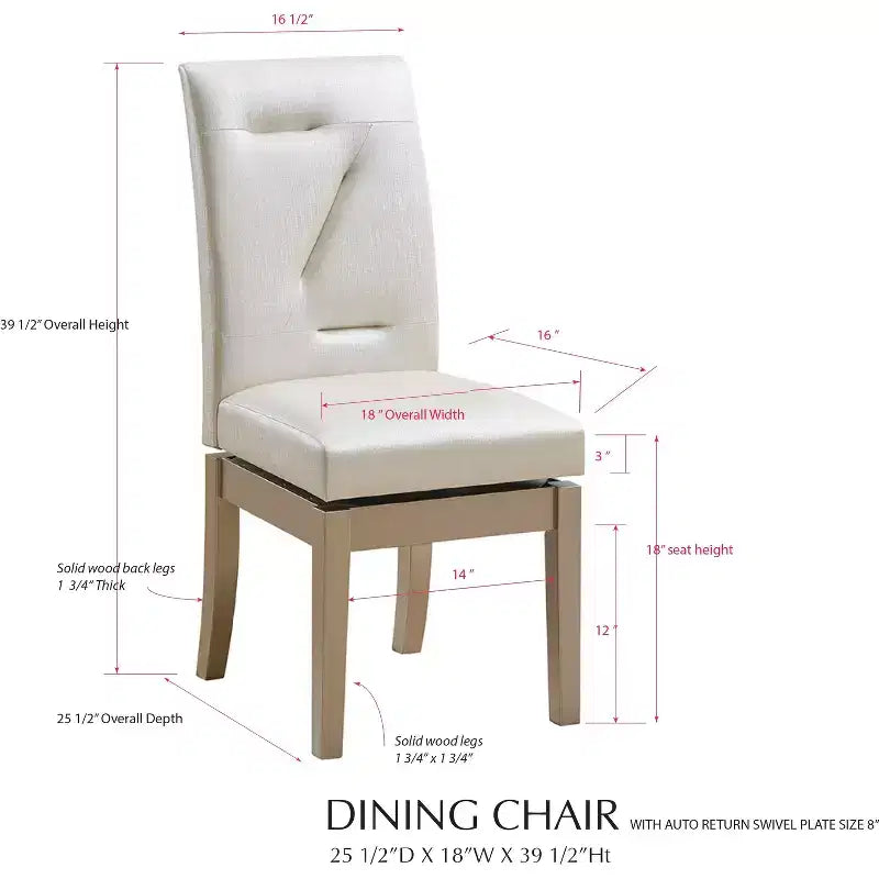Kings Brand Furniture Hillsdale, chaises de salle à manger pivotantes rembourrées, lot de 2, blanc/doré