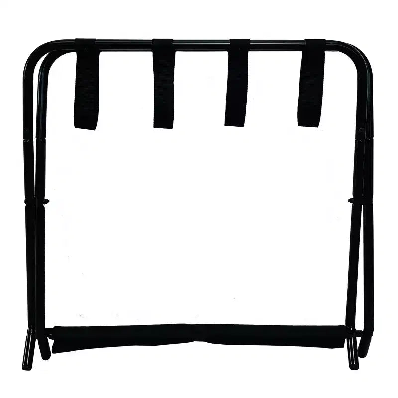 Kings Brand Furniture Simone Support à bagages pliant, élégant porte-valise avec étagère de rangement, noir