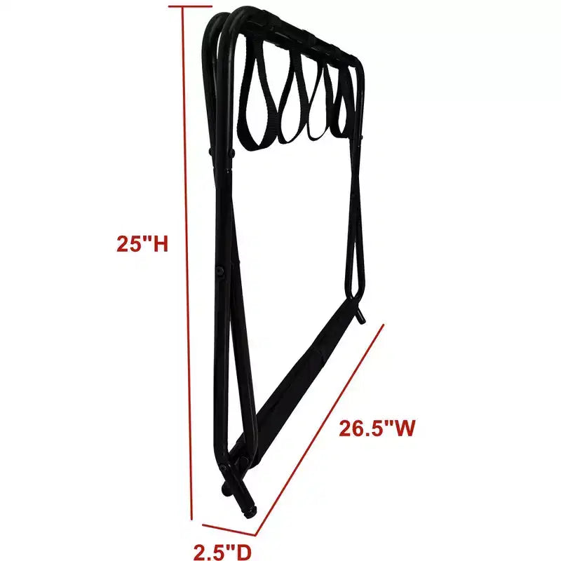 Kings Brand Furniture Simone Support à bagages pliant, élégant porte-valise avec étagère de rangement, noir