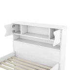 Cadre de lit plateforme capitaine double avec bibliothèques de rangement, étagères, armoire et 4 tiroirs - ModernLuxe