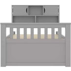 Cadre de lit plateforme capitaine double avec bibliothèques de rangement, étagères, armoire et 4 tiroirs - ModernLuxe