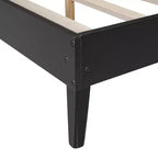 Cadre de lit Queen Size en bois massif avec 2 tables de chevet, lit plateforme élégant en rotin et bois combiné avec lampes - ModernLuxe