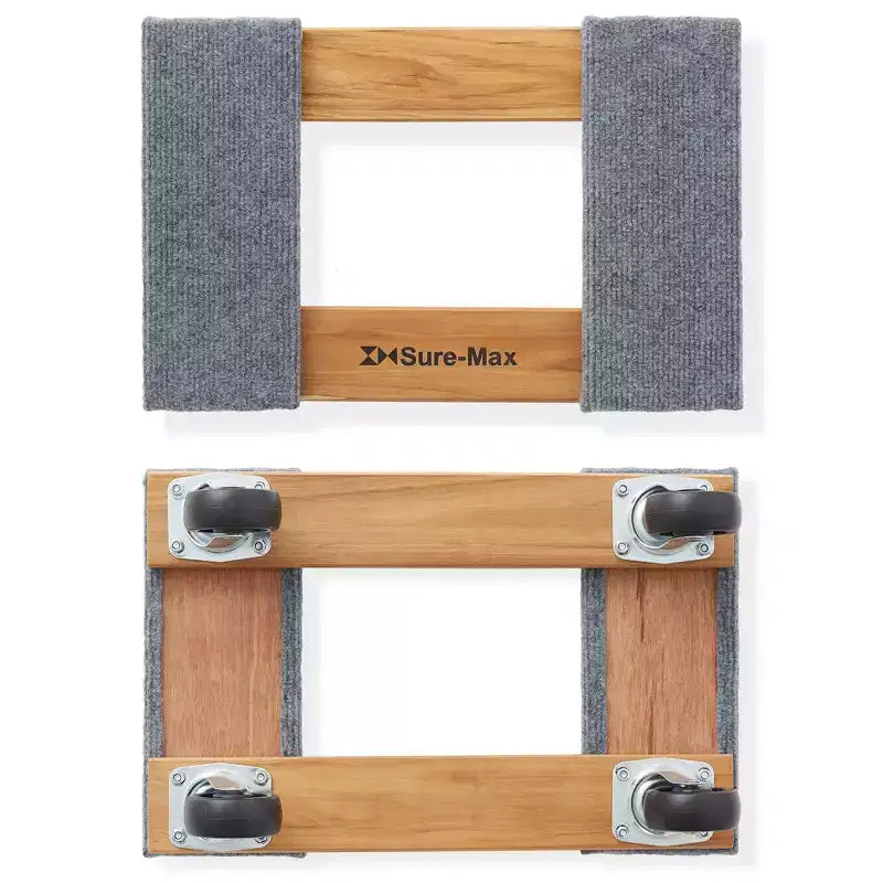 Diable de déménagement robuste Sure-Max, paquet de 2, bois dur de qualité supérieure avec roulettes pivotantes, capacité totale de 600 kg