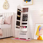 Costway Coiffeuse Enfant Maquillage Princesse Table et Chaise avec Armoire à Bijoux Blanc/Rose