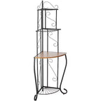 Kings Brand Furniture Adom Étagère de cuisine d'angle 4 niveaux avec étagères finition bois de noyer, noir