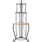 Kings Brand Furniture Adom Étagère de cuisine d'angle 4 niveaux avec étagères finition bois de noyer, noir