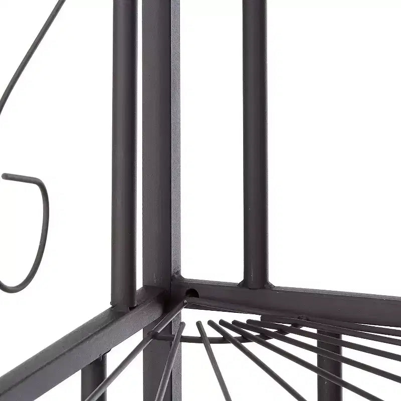 Kings Brand Furniture Adom Étagère de cuisine d'angle 4 niveaux avec étagères finition bois de noyer, noir