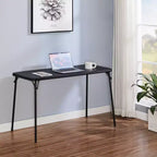 VECELO Table Pliante en Plastique de 122 cm avec Sac de Rangement, Table Portable Robuste pour Intérieur/Extérieur avec Poignée/Verrou pour Pique-nique, Noire