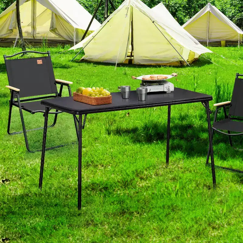VECELO Table Pliante en Plastique de 122 cm avec Sac de Rangement, Table Portable Robuste pour Intérieur/Extérieur avec Poignée/Verrou pour Pique-nique, Noire