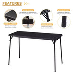 VECELO Table Pliante en Plastique de 122 cm avec Sac de Rangement, Table Portable Robuste pour Intérieur/Extérieur avec Poignée/Verrou pour Pique-nique, Noire