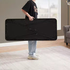 VECELO Table Pliante en Plastique de 122 cm avec Sac de Rangement, Table Portable Robuste pour Intérieur/Extérieur avec Poignée/Verrou pour Pique-nique, Noire