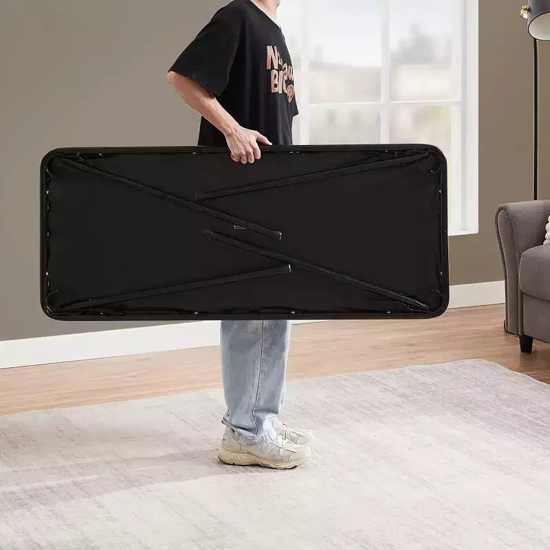 VECELO Table Pliante en Plastique de 122 cm avec Sac de Rangement, Table Portable Robuste pour Intérieur/Extérieur avec Poignée/Verrou pour Pique-nique, Noire