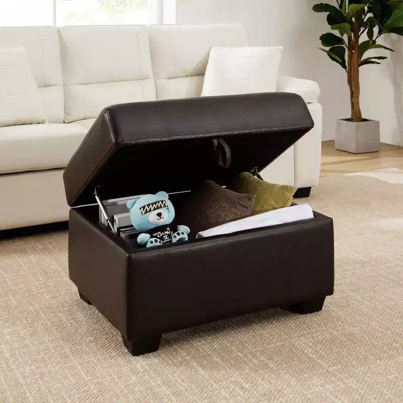 Ottoman carré en similicuir avec rangement, repose-pieds, table basse pour salon-Morden Fort