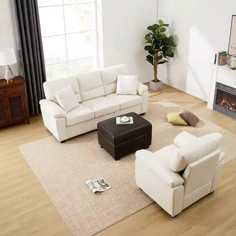 Ottoman carré en similicuir avec rangement, repose-pieds, table basse pour salon-Morden Fort