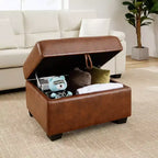 Ottoman carré en similicuir avec rangement, repose-pieds, table basse pour salon-Morden Fort