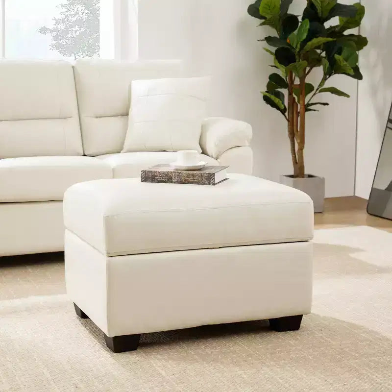 Ottoman carré en similicuir avec rangement, repose-pieds, table basse pour salon-Morden Fort