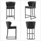 HYLEORY Tabourets de bar hauteur comptoir 24'' Lot de 2 tabourets de bar en cuir, chaises de bar modernes rembourrées avec dossier pour comptoir de cuisine, noir