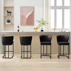 HYLEORY Tabourets de bar hauteur comptoir 24'' Lot de 2 tabourets de bar en cuir, chaises de bar modernes rembourrées avec dossier pour comptoir de cuisine, noir