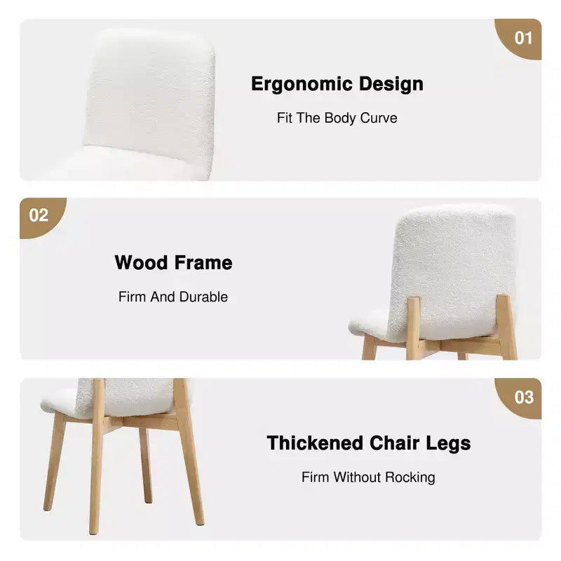 Pexfix Chaises de salle à manger capitonnées en fausse fourrure blanche - Lot de 2