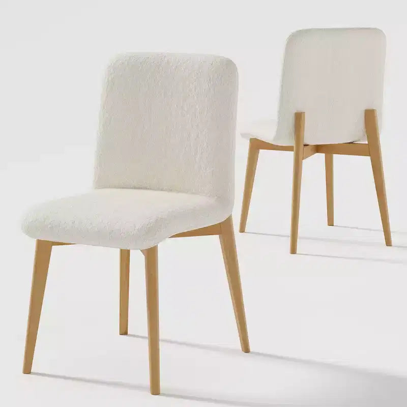 Pexfix Chaises de salle à manger capitonnées en fausse fourrure blanche - Lot de 2