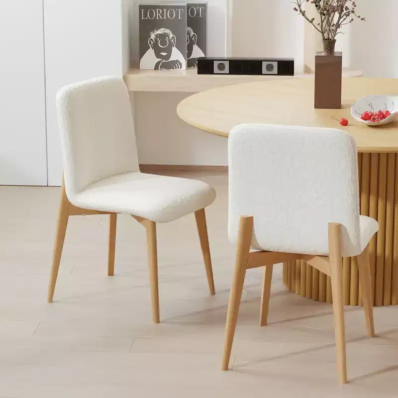 Pexfix Chaises de salle à manger capitonnées en fausse fourrure blanche - Lot de 2